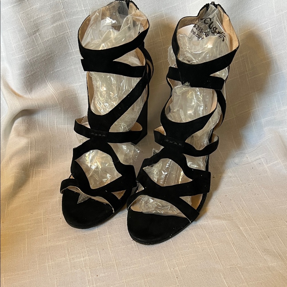 Black Strappy Heeled Sandals
